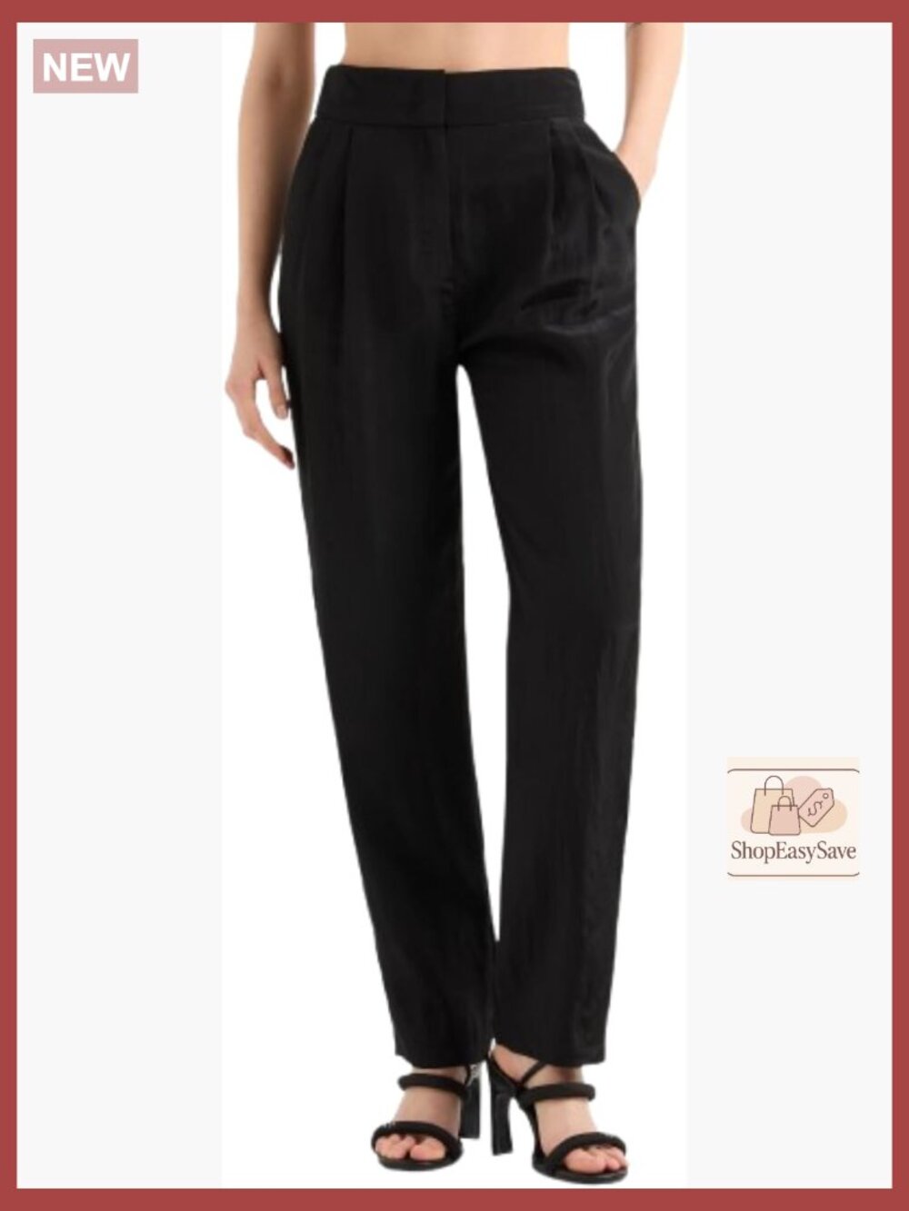 Lightweight Viscose Slacks Pleated Front Relaxed Fit Straight Leg Trousers